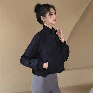 Sports cotton-padded jacket women's 2024 autumn and winter new thick warm high-level running fitness yoga clothing windproof coat