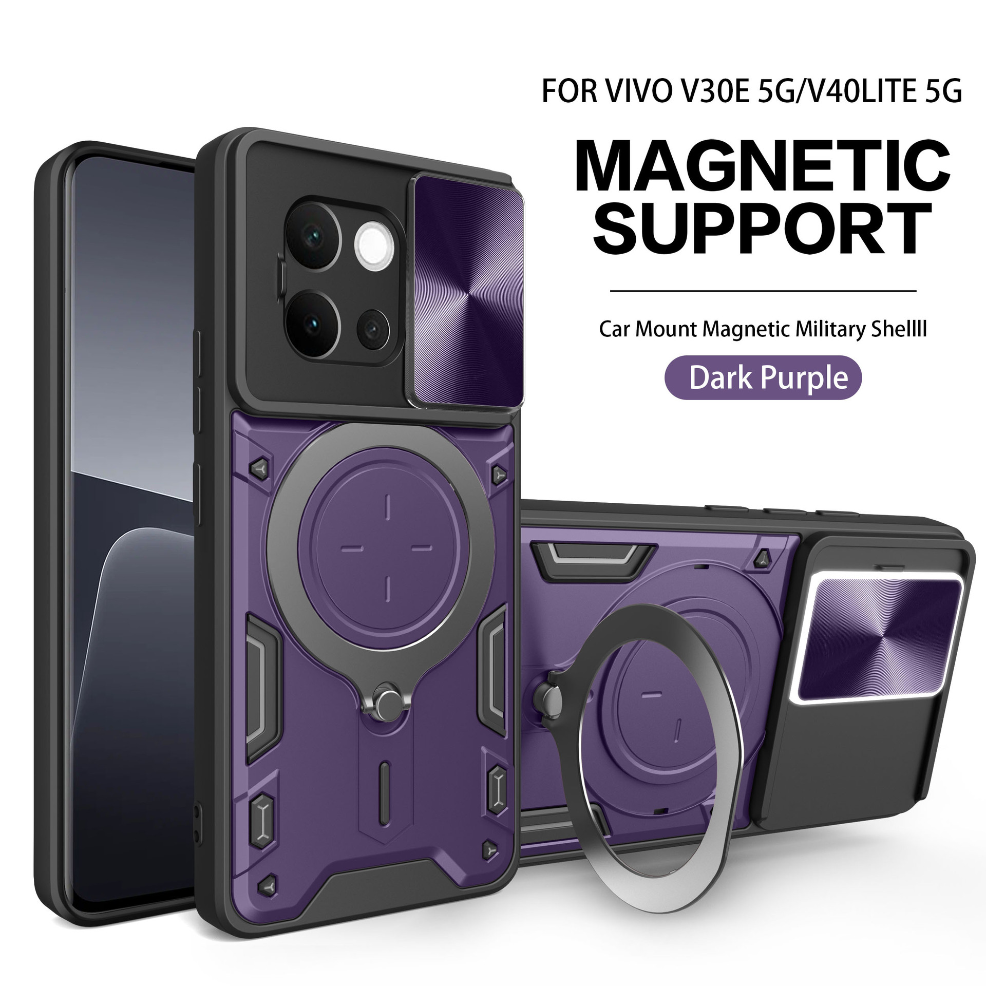 Adecuado para VIVO Y300Pro, carcasa para teléfono móvil con ventana de empuje, soporte magnético para automóvil iQOO Z10, cubierta protectora anti-caída
