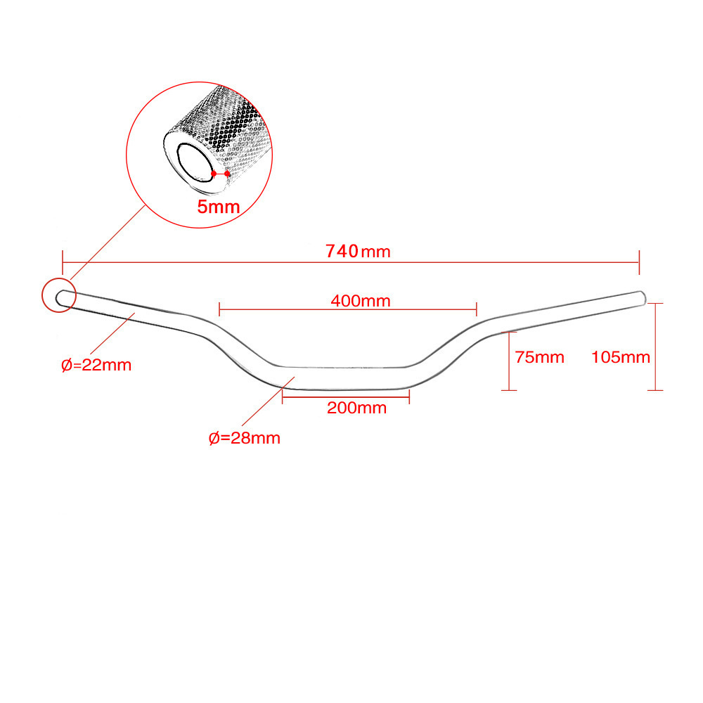 Pequeño cross-country accesorios de la motocicleta 28,6mm modificado variable diámetro mango del coche de alta resistencia de aluminio grifo de la barra de dirección de la mano