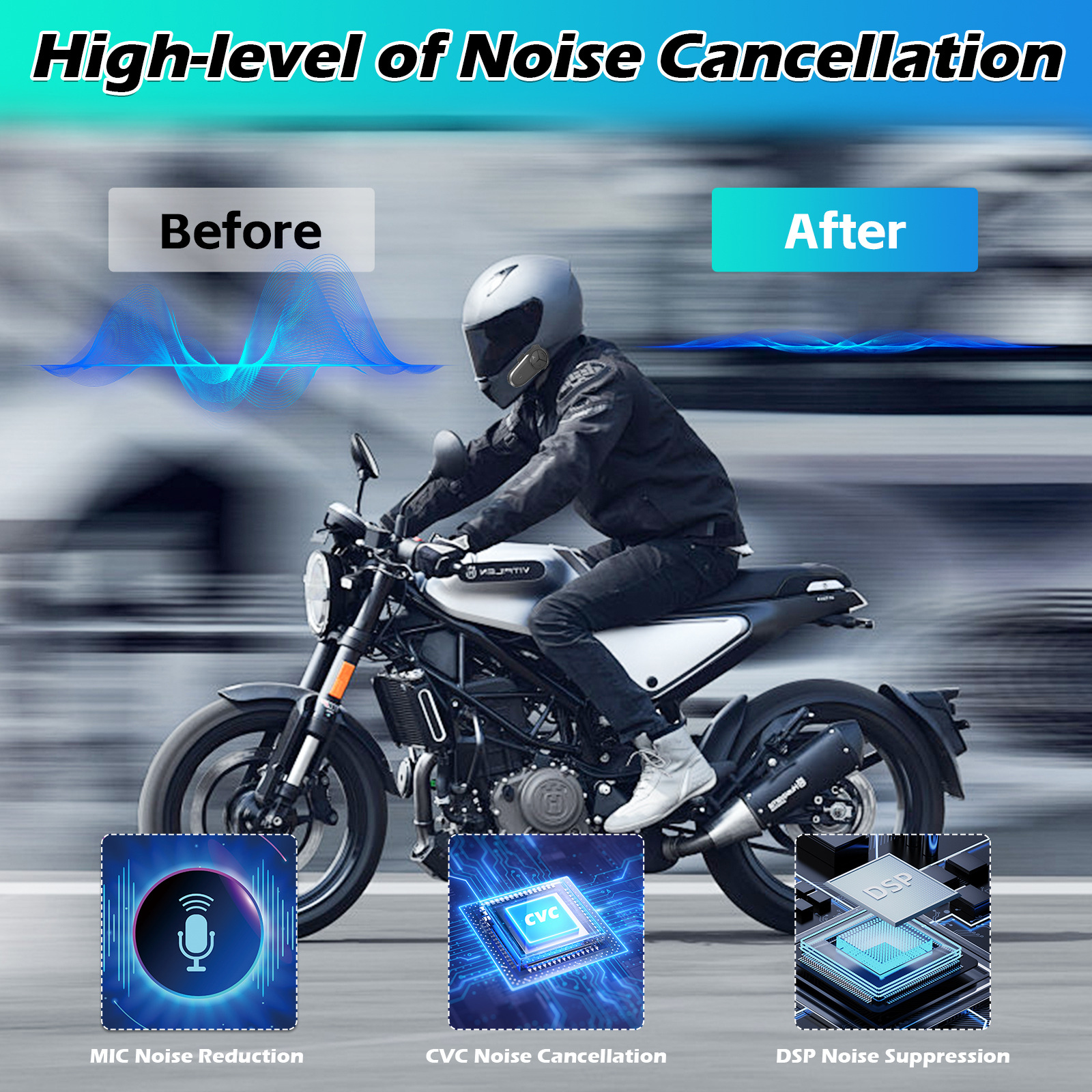 Bt-S5 Dual-Chip Helmet Bluetooth Headset Motorcycle Intercom Headset Helmet Intercom for 3 to 10 People to Communicate Together