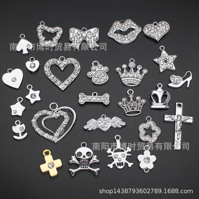 diy keys pendant pendant alloy pendant chrome diamond surface dog footprints pet dog tag pendant accessories pendant