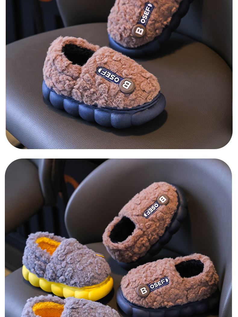 Pantofole per bambini per ragazzi e ragazze, scarpe in pelliccia antiscivolo con suola morbida per autunno e inverno, principessa, genitore-figlio_voghion.com
