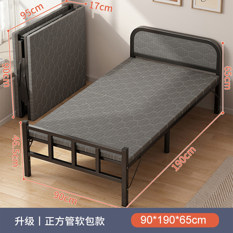 Cama plegable Hogar individual Multifuncional Cama de almuerzo de 1,2 m Casa de alquiler para adultos Oficina Placa dura Cama de hierro Acompañado