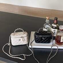 diy真真皮小香风菱格链条盒子包新款手提包时尚百搭单肩包潮斜挎