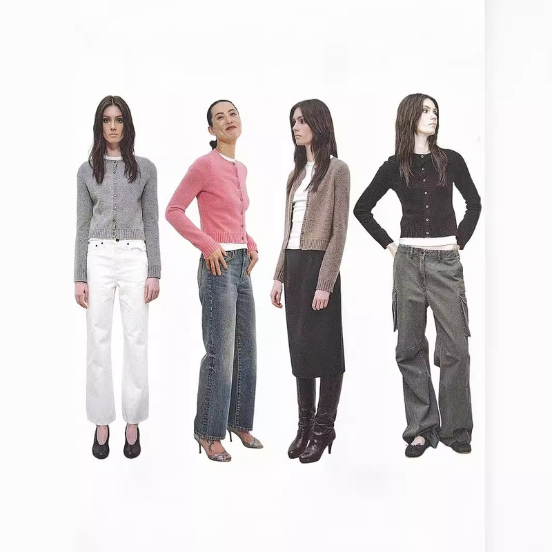 [Original Development] Lamb Wool Slim Fit Short Buckle Knitted Sweater Cardigan Factory Wholesale