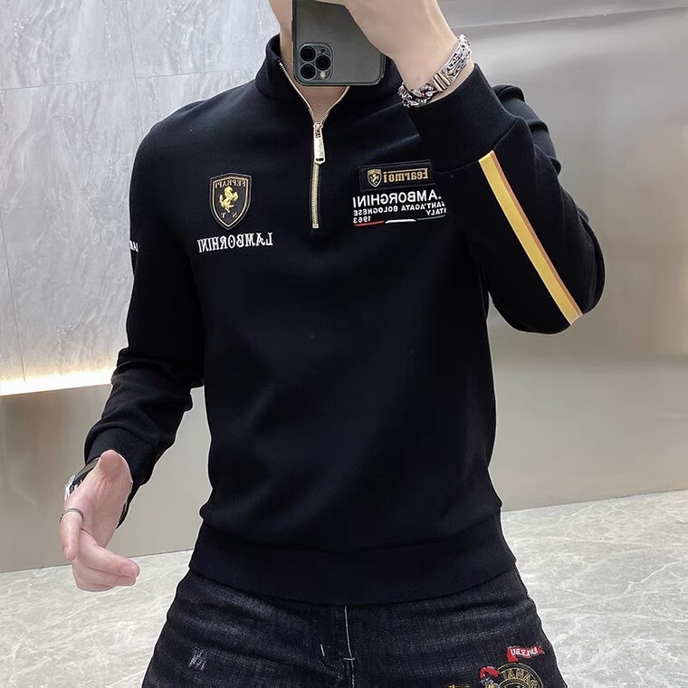 男性の春秋戦馬衛衣の新型のハイエンドの立襟とベルベットの厚い半ファスナーのファッションの紳士服の上着|undefined