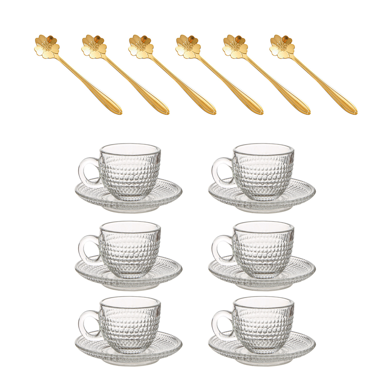 Tazas de café de vidrio de lujo ligero, platos, tazas de café con tazas de café transparentes y resistentes al calor, tazas de menú transfronterizas.
