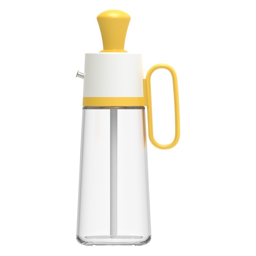 Suministros de cocina cepillo engrasador verter vidrio integrado botella de condimento vinagre olla multifuncional condimento botella prensa de medición condimento tarro