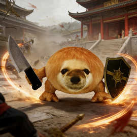 跨境新品我的刀盾狗（what the dog doing）公仔毛绒玩具玩偶