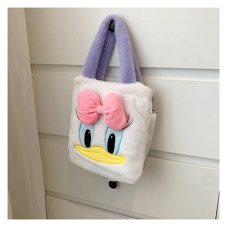Japanese-style large-capacity Daisy Donald Duck handbag, cute pink bow plush bag, cartoon fashion small bag undefined