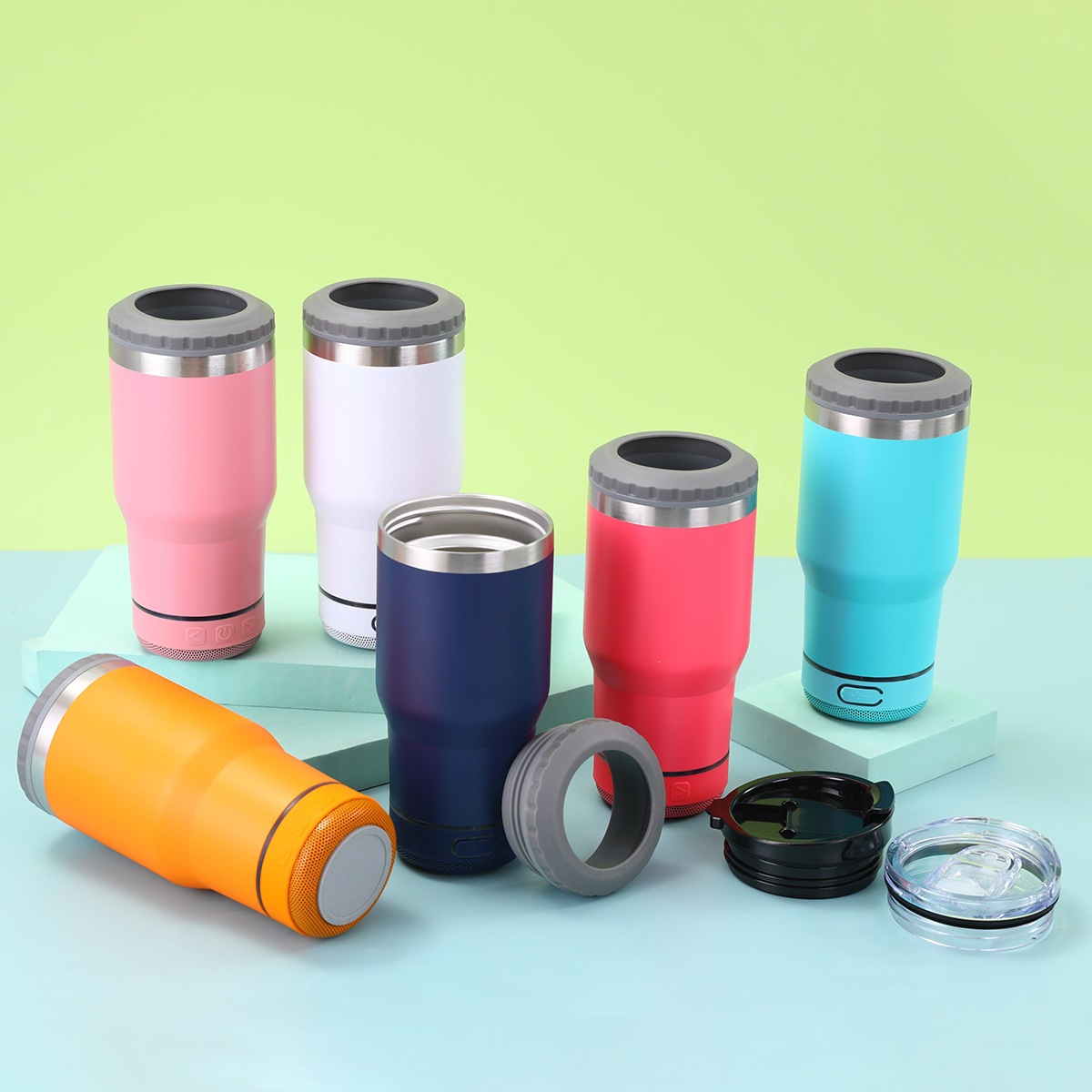 Cross-border 304 taza de acero inoxidable de alto valor visual taza de audio Bluetooth vacío doble taza de automóvil portátil