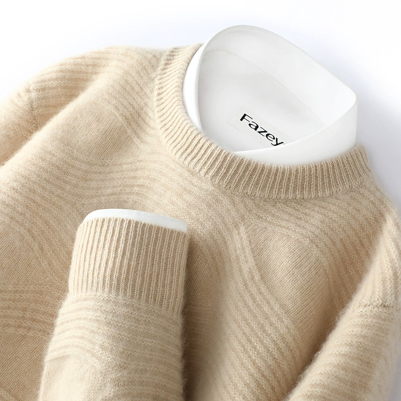 2023 осень-зима Новый кашемировый свитер мужской утолщенный жаккардовый свитер с круглым вырезом деловой Повседневный базовый кашемировый свитер