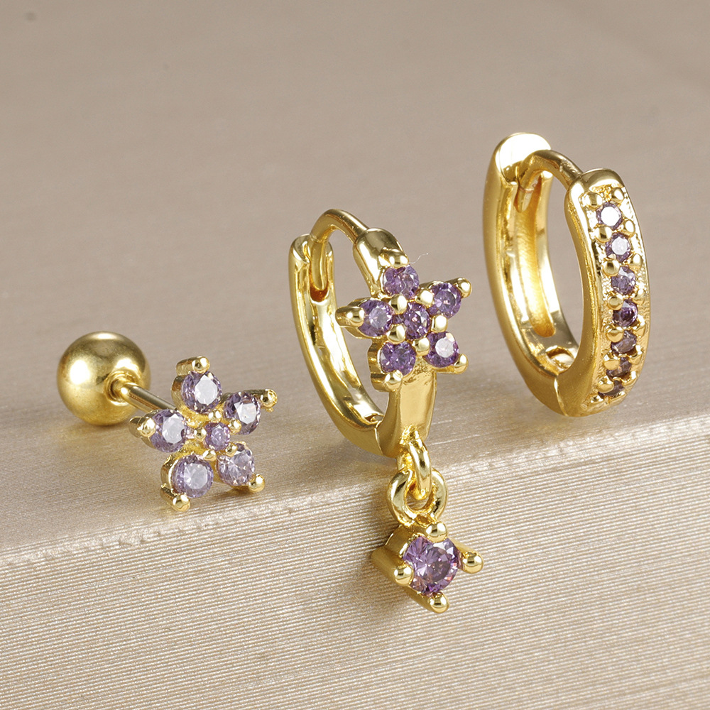 10g Weight Copper Ear Needle Material Charm Sleeper Hoop Earrings, Earrings, Ear Studs Classification 1 Set Quantity Casual, Daily, Sleeping Occasion Copper Material Circle, Flower Pattern All Seasons Season Women's Gender Elegant Style Circle Flower Copper Elegant Charm Sleeper Hoop Earrings Earrings Ear Studs 9