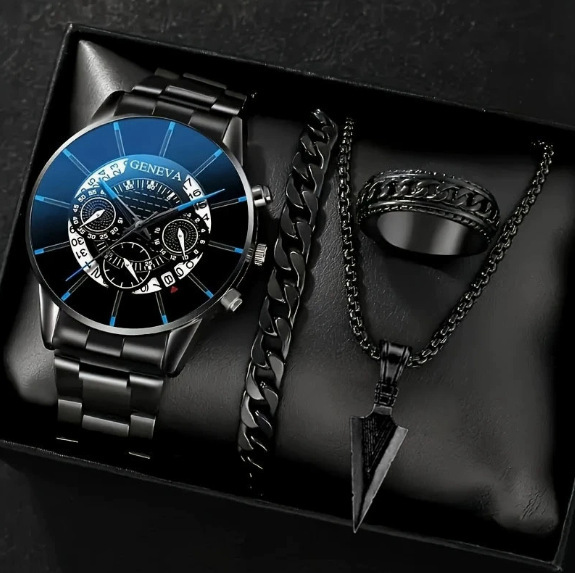 Cross-Border Popular Men's Watch Set, High-End Men's Business Bracelet Watch, Trendy Calendar Luminous Quartz Watch Cross-Border Popular Men's Watch Set, High-End Men's Business Bracelet Watch, Trendy Calendar Luminous Quartz Watch