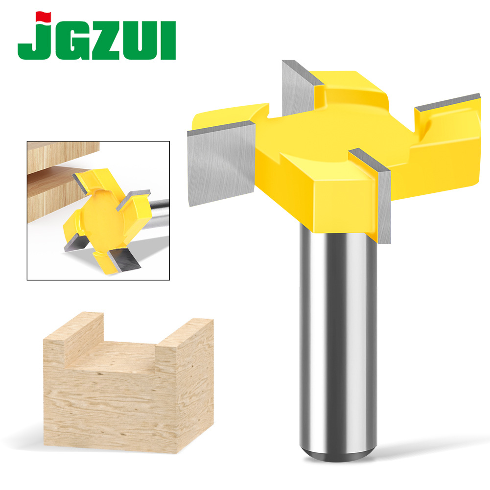 四刃T型刀开槽刀1/2柄12柄木工铣刀雕刻机刀头大直径开槽刀木工清