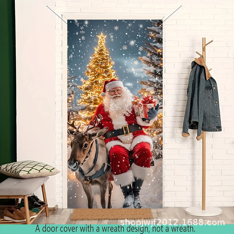 TEM Amazon transfronterizo nueva decoración de la cubierta de la puerta de Navidad rojo Santa Claus regalo cubierta de la puerta ambiente festivo fiesta