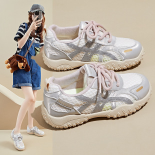 Inner Heightening Korean Style New Dad Shoes for Women 2025 Summer Student Sports Running Casual Mesh Breathable Rd1806