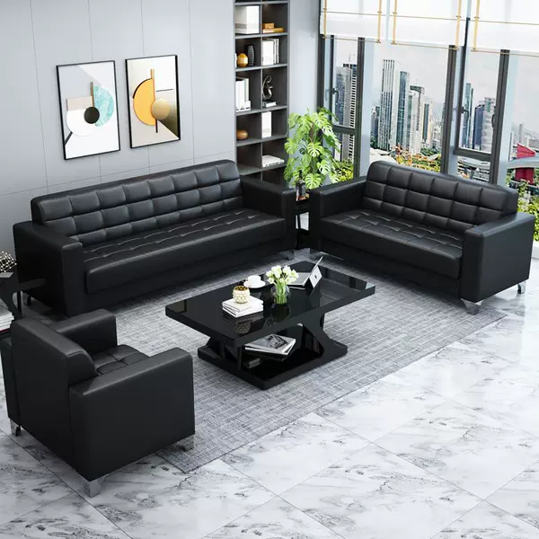 Office Sofa Business Reception Modern Minimalist Single and Three-Seater Office Sofa Coffee Table Combination Set