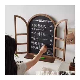 跨境木质假窗造型黑板 壁挂咖啡服装店墙面装饰立体装饰书写黑板