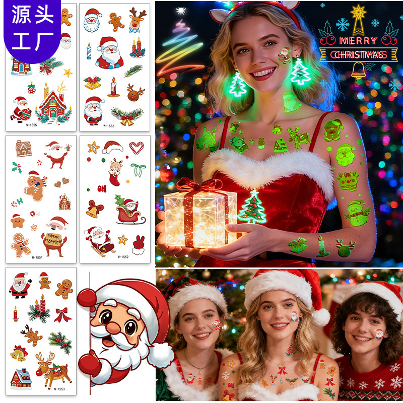 Cross-Border New Product Cartoon Pattern Glow-In-The-Dark Halloween Tattoo High-End Children's Holiday Funny Disposable Luminous