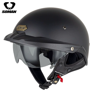 Helmet Electric Vehicle Helmet Half | Motosiklet kaskı (dəbilqə) - matt-black-with-tea-inner-mirror-m