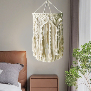 Hand-woven lampshade Bohemian wind long tassel soft ceiling lamp cover B & B decoration Nordic woven lampshade