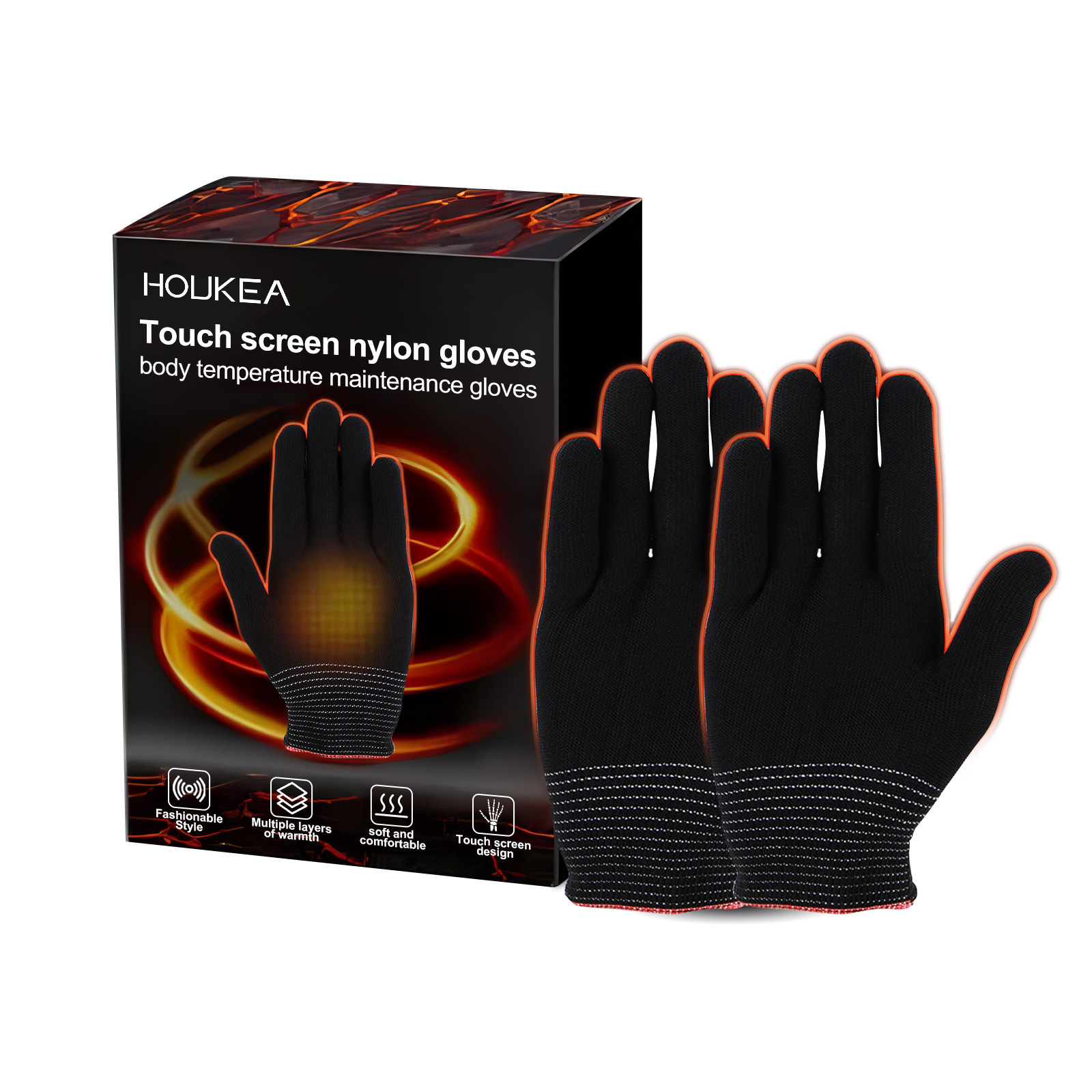 Houkea Nylon gloves 尼龙手套 防寒手部护理按摩发热保暖手套