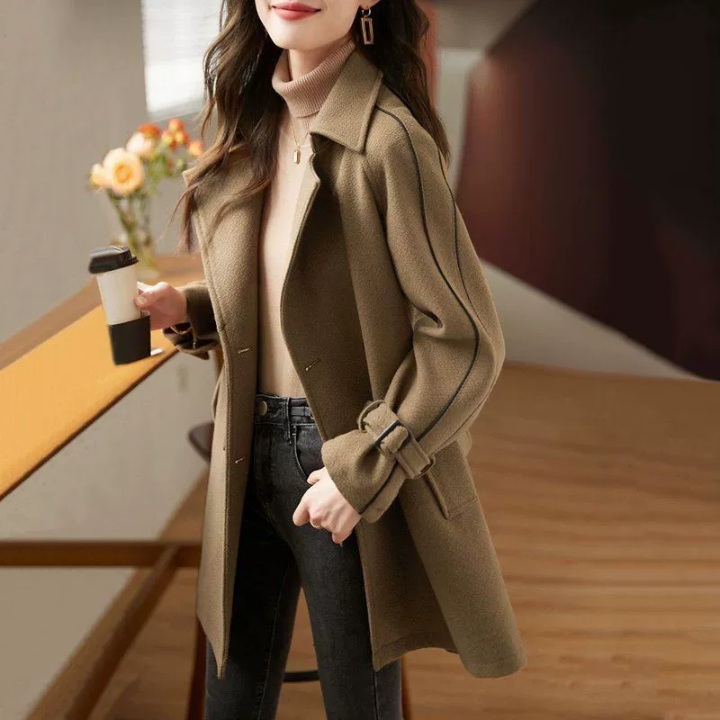 Autumn fashionable woolen coat, jacket, Korean style, fitted