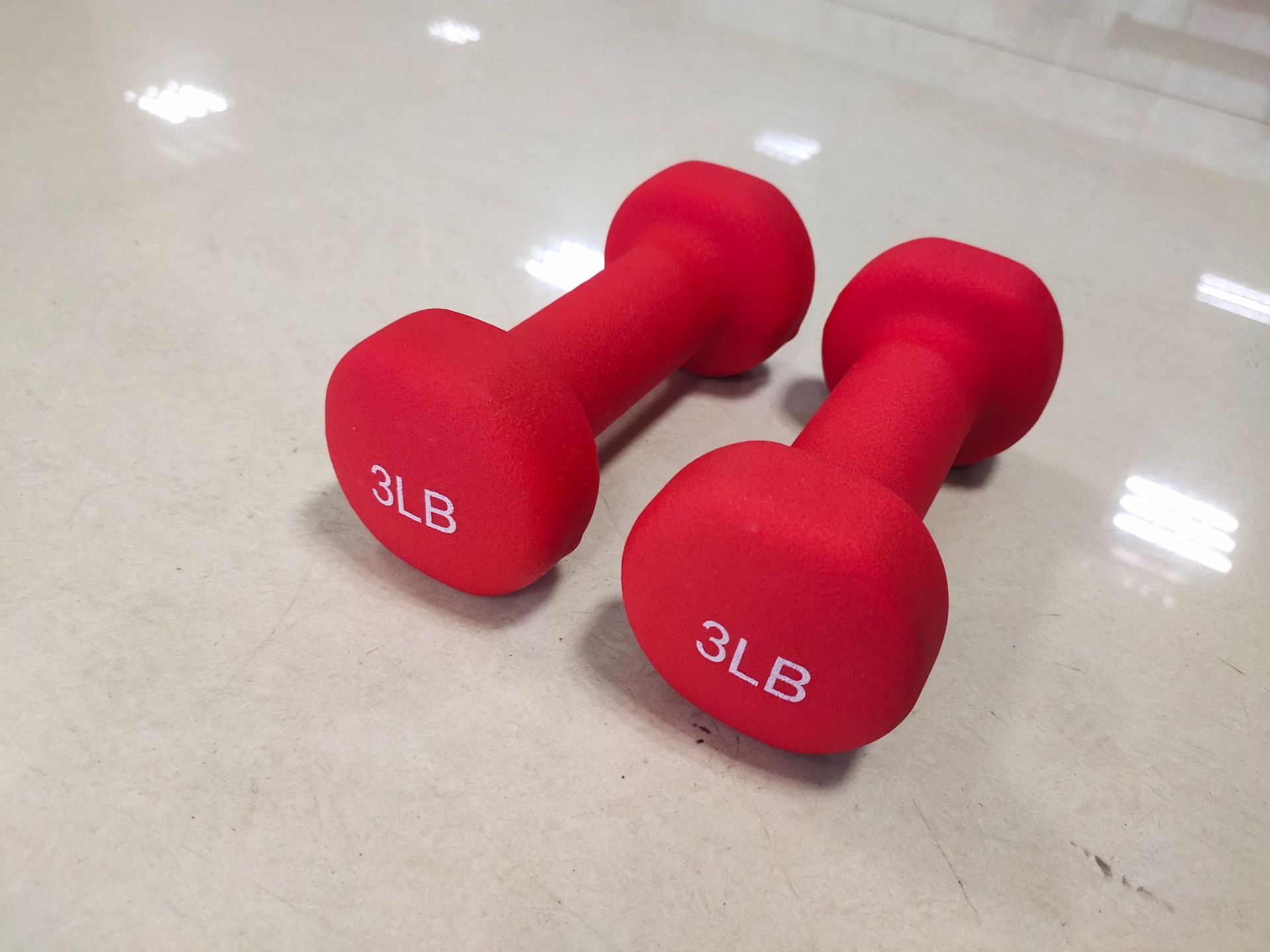Flat head hemp surface 3LB plastic dipping dumbbell women's fitness home yoga shaping equipment small dumbbell pair