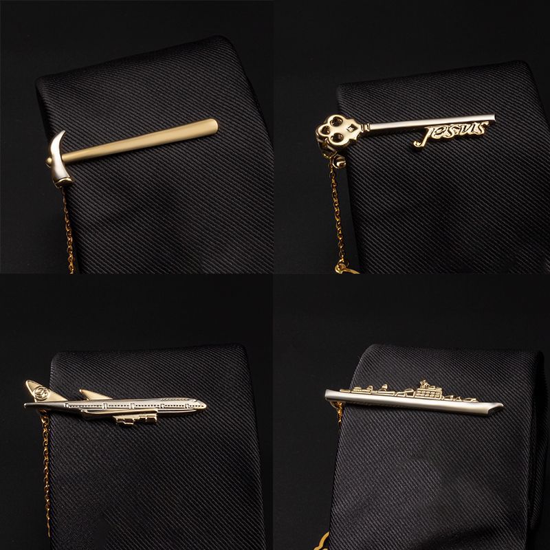 Tie clips man business affairs formal wear Gold and silver originality Simplicity aircraft Lavalier fashion personality Korean Edition Pin Cross border