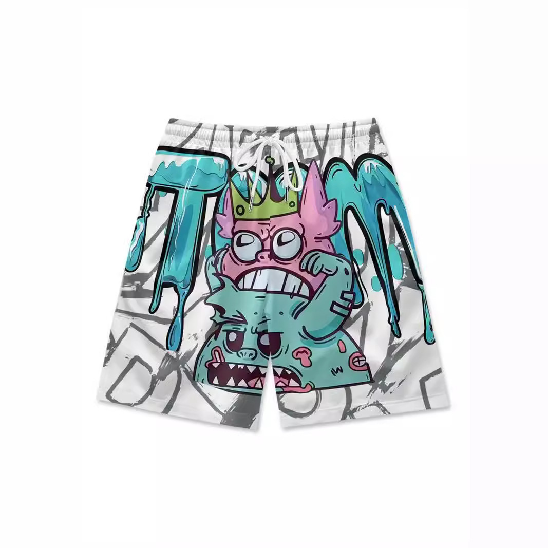 2024 Summer Men's Beach Pants European and American Printed Shorts Sports Casual Beach Pants Quick-Drying Surfing Pants Swimming Pants