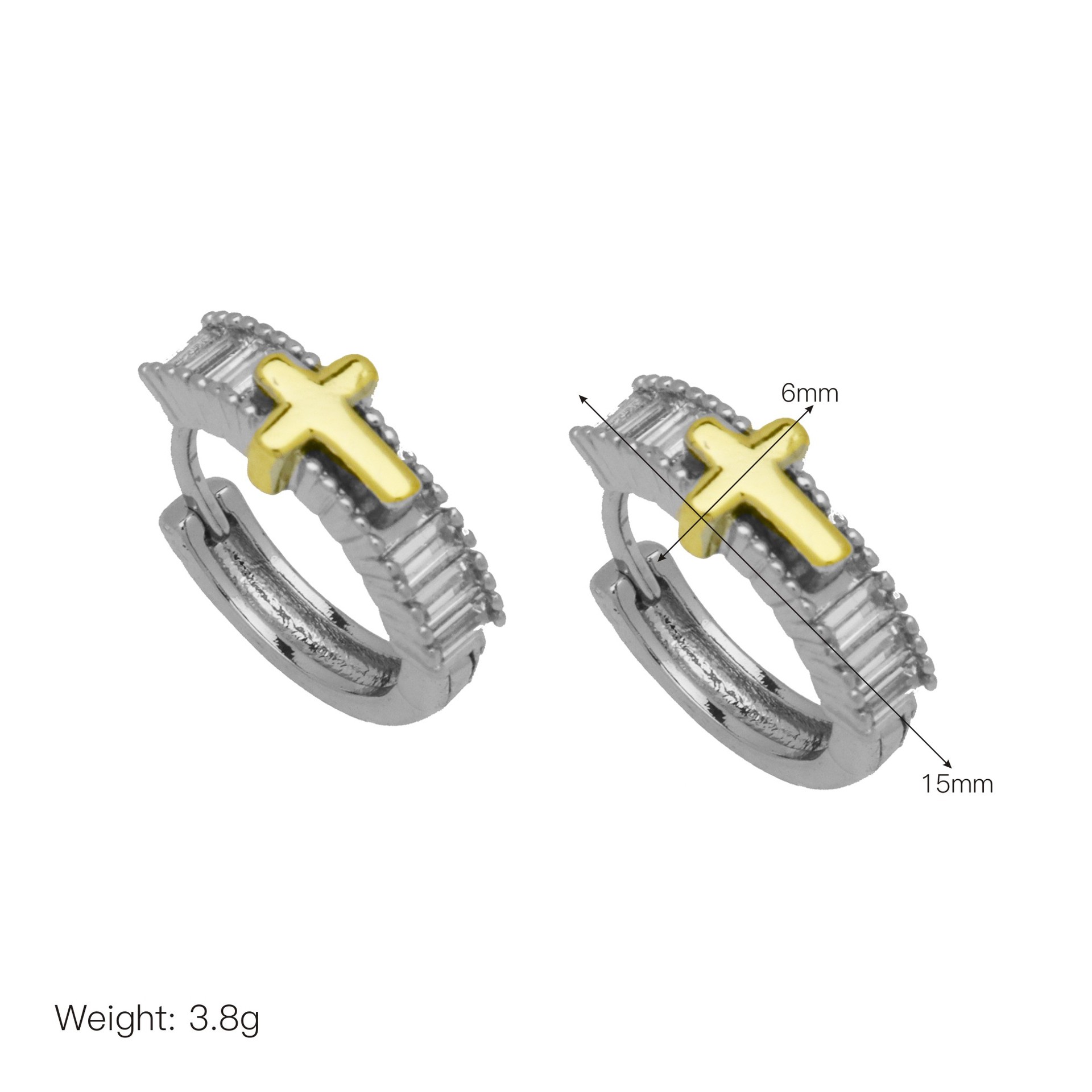 7g Weight Copper Ear Needle Material Earrings Classification 1 Pair Quantity Holiday, Daily Occasion Copper Material Cross, Heart Shape Pattern Women's Gender Elegant Style Copper Cross Heart Shape Elegant Earrings For Women's 9