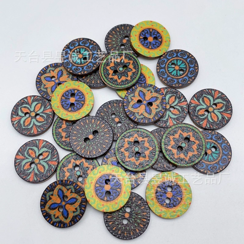 Богемские винтажные пуговицы деревянные пуговицы ретро узор круглые пуговицы аксессуары декоративные изделия из дерева