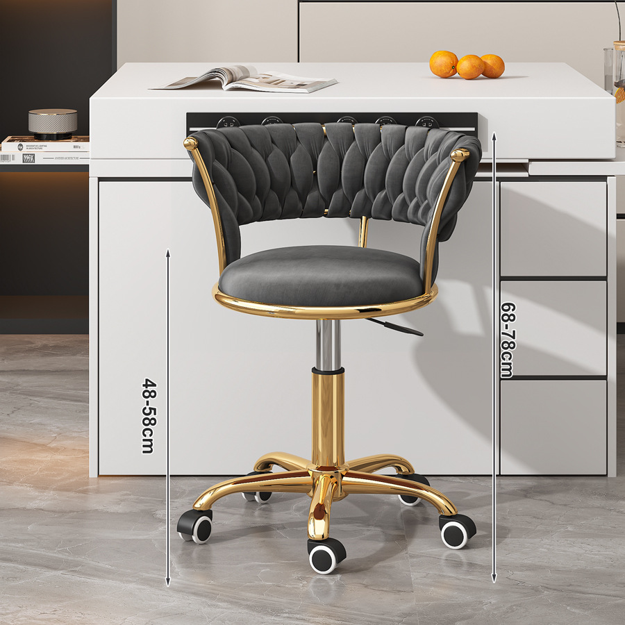 Silla de computadora de lujo ligera para niñas dormitorio confortable silla de elevación giratoria silla de manicuras silla de pollas silla de bar de maquillaje image 8