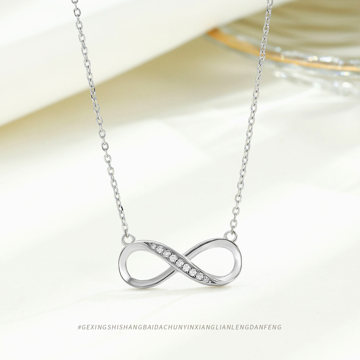 1 Piece 925 Sterling Silver Geometric Heart Shape Bow Knot 925 Sterling Silver Cable Chain Pendant Necklace display picture 8