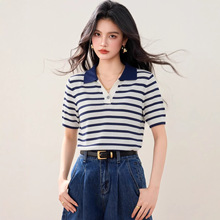 R6269Ʒ��Ůװ2026ѧԺ��ײɫ����POLO����֯Ů����͸�����ݰٴ�