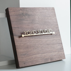 GJU8批發實木門牌胡桃木懸浮字招牌不鏽鋼字公司掛牌黃銅包間門牌