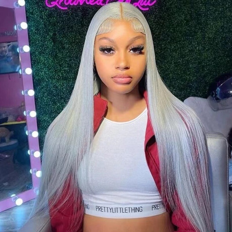 Wholesale in Stock Cross-Border European and American Hot-Selling Middle-Part Long Straight Hair, Multiple Colors Available, Lace Front Wig, Synthetic Fiber Headpiece