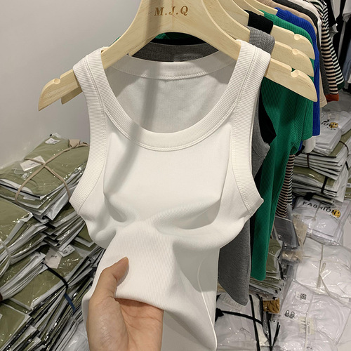 Summer Korean style tight-fitting threaded camisole top for women, anti-exposure, versatile, breast-covering, pure lust top