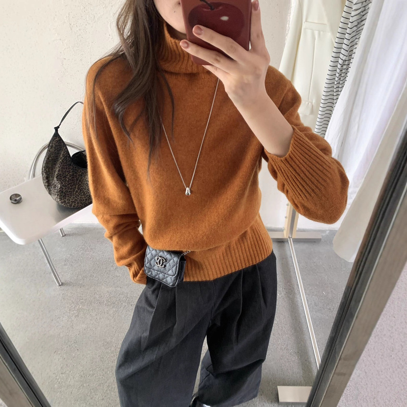 Women's Turtleneck Knitwear Autumn and Winter 2025 New Loose Lazy Retro Knitted Women's Top Bottoming Pullover