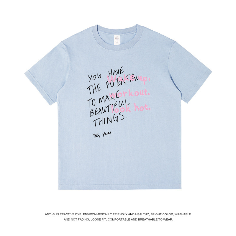 メンズストリートファッションレタープリントTシャツ半袖メンズラウンドネックニッチデザイントレンドTシャツカジュアルで万能なトップス|undefined