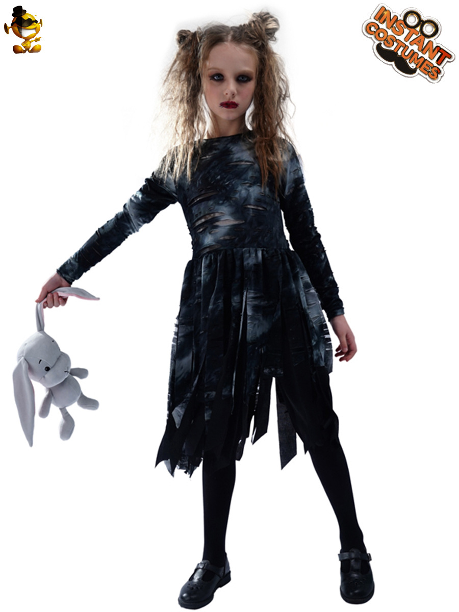 Disfraz de zombie para niña pequeña para Halloween, disfraz de zombie para actuación en escenario, disfraz de zombie para niña pequeña
