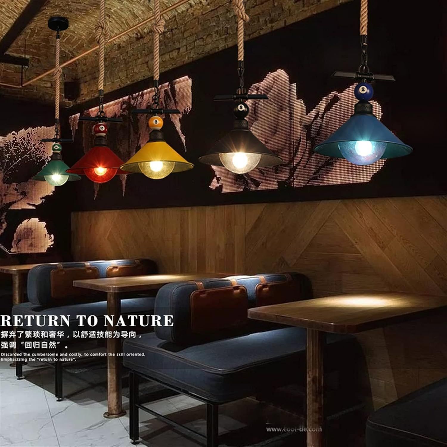 Transfronterizo Zhongshan lámparas de billar sala de lámparas retro cuerda de cáñamo lámpara de techo lámpara de comedor lámpara de decoración para el hogar lámpara de viento retro