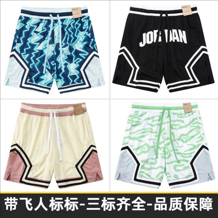 Aj Jordan Basketball Shorts for Men, Sports Casual American Style, Knee-Length, Loose and Breathable Shorts, Cross-Border Wholesale