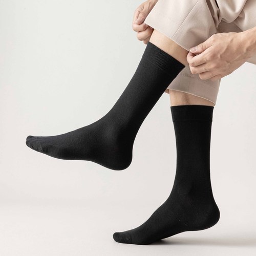 Socks for men spring and summer sweat-absorbent black solid color men's cotton socks stockings ins trendy men's high-top business socks