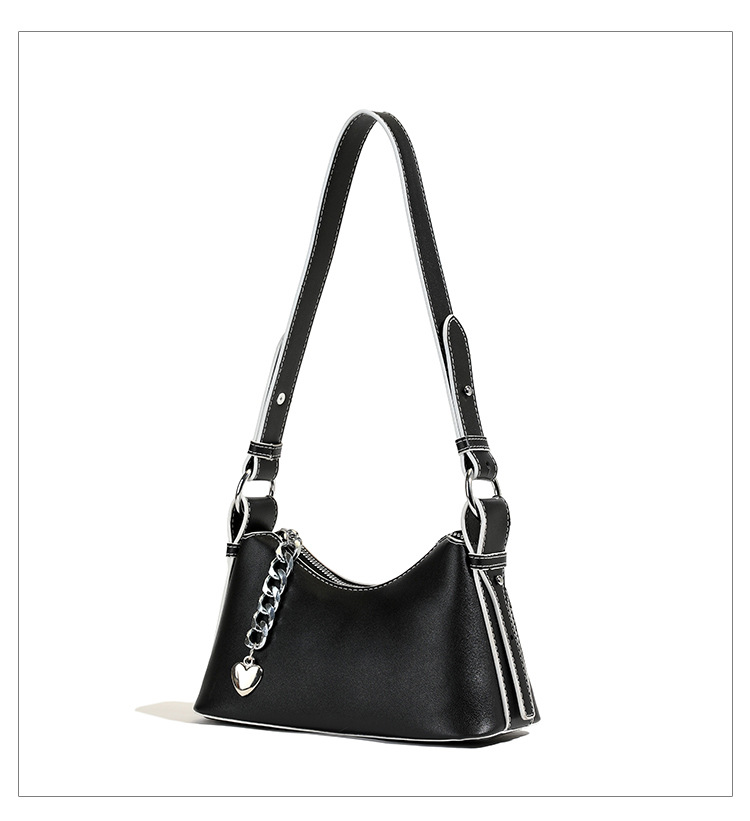 Single Shoulder Strap Strap Type Women's Pu Leather Solid Color Streetwear Chain Dumpling Shape Zipper Tote Bag