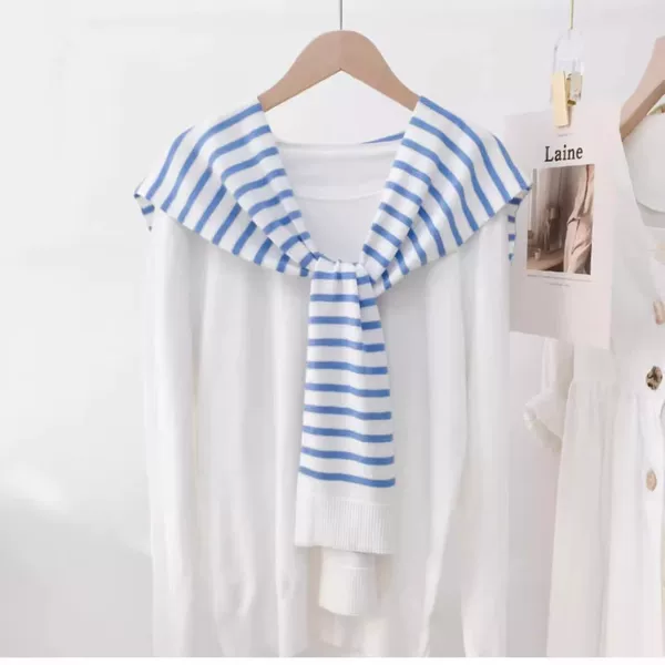 Wholesale Team-Building Activities Red Shawl for Women, Trendy Knotted Shoulder Wrap for Office Air-Conditioned Rooms, Striped Shoulder Cover
