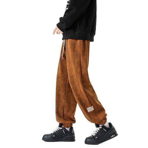 American tie-dye cool and stylish dirty ankle-length casual sweatpants for men, autumn and winter lined, extra-large size sportswear pants