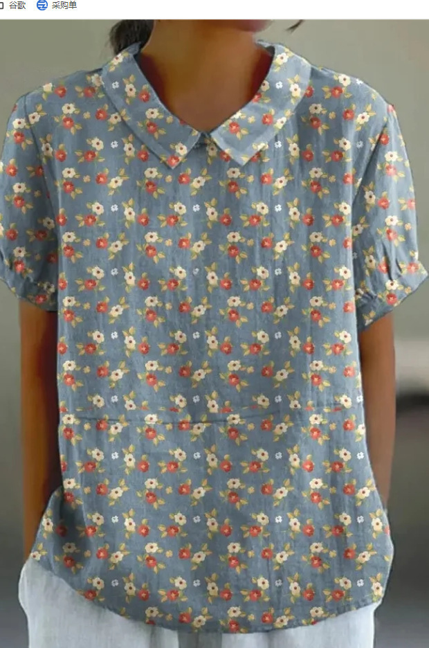 Fuente de fábrica de comercio exterior estación independiente de burbujas de verano monzón camisa de manga corta camisa de flores