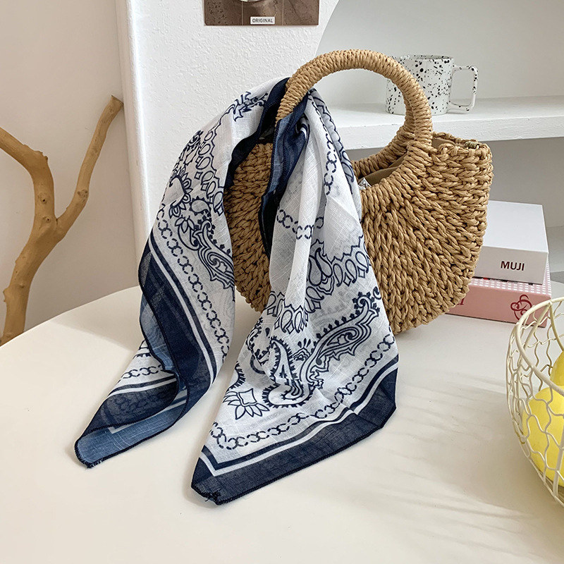 Cintas para el cabello, nueva impresión de letras coreanas, bufandas de seda, decoración profesional para mujeres, bufandas con bufandas cuadradas